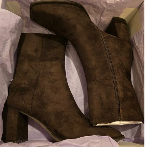 Madden Girl Monicaa Snip-Toe Block-Heel Booties Dark Brown Size 8 - Picture 4 of 5